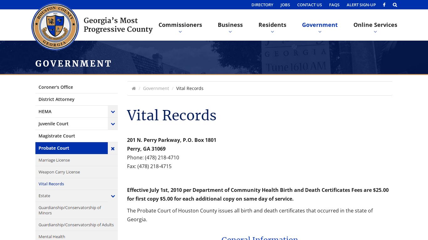 Vital Records - Probate Court - Houston County